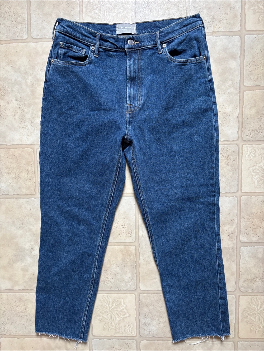 Everlane Womens The Original Cheeky Jeans 31 Blue Organic Cotton High Rise Crop